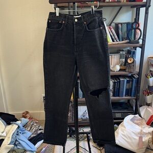 Topshop Black Distressed Jeans